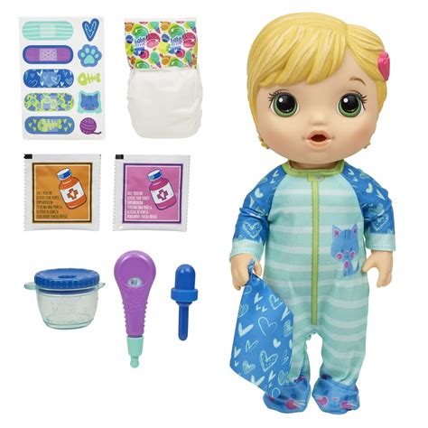 Baby Alive Mix My Medicine Doll, Kitty-Cat Pajamas, Doctor Accessories, Drinks and Wets ...