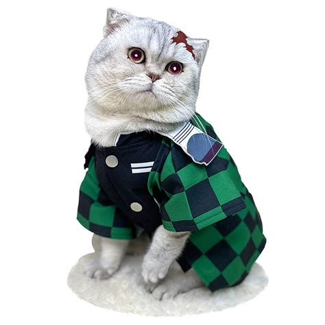 Buy Cat Costume Anime Cat Clothes Cat Halloween Costume Tanjirou Cosplay for Small Dogs Cats ...