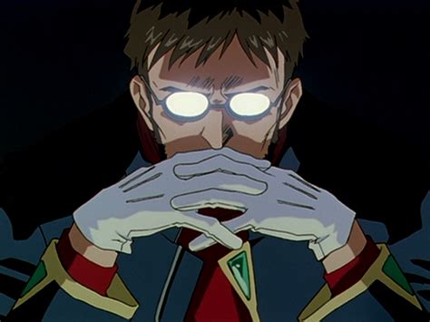 Gendo talking to the committee | Anime Glasses | Know Your Meme