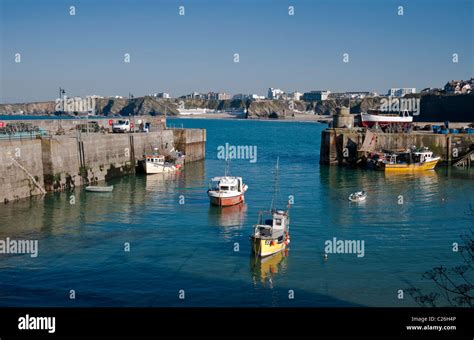 Newquay Harbour with Fishing Boats, Cornwall. UK Stock Photo - Alamy