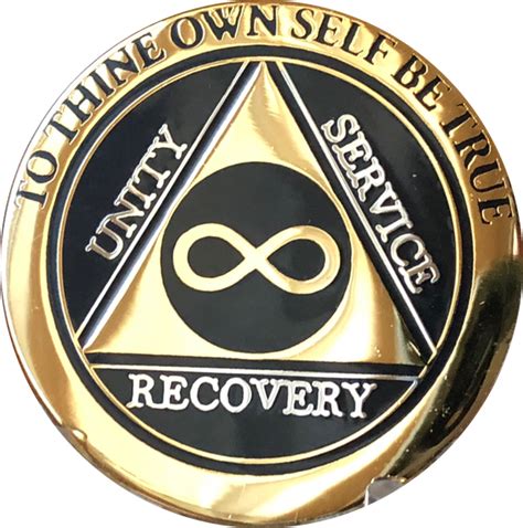 Infinity Eternal AA Medallion Elegant Black Gold Sobriety Chip Coin ...