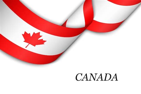 Premium Vector | Waving ribbon or banner with flag of canada.