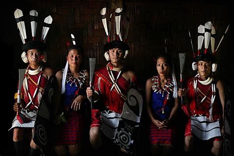 Ao Naga men and women, Moatsu festival of sowing, Chuchuyimlang village ...