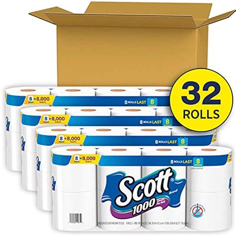 Home 30 Rolls 30,000 Sheets 2 PACK Scott 1000 Toilet Paper Paper Products