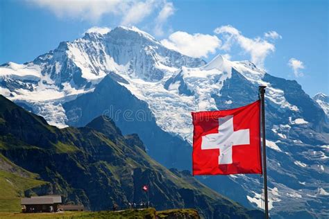 Swiss flag stock photo. Image of frozen, cloudscape, heritage - 30156640