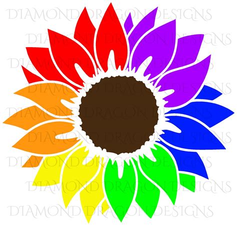 Sunflower - Rainbow, Pride, Sunflower, Drawing, Digital Image