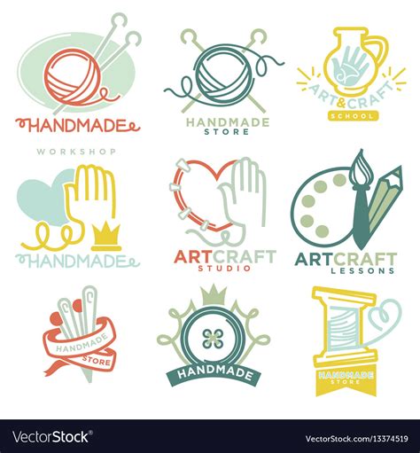 Art and handmade craft logo templates flat set Vector Image