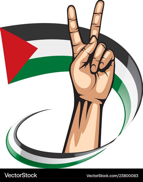 Palestine flag and hand on white background Vector Image