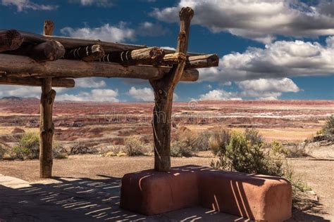 Historic Adobe-style Painted Desert Inn in Petrified Forest National Park, Arizona, USA. Stock ...