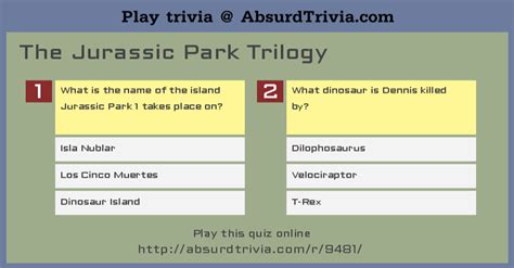 Trivia Quiz : The Jurassic Park Trilogy