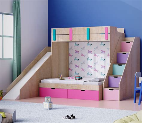 Buy Sleep N Slide Bunk Bed With Slide and Storage (Brown) Online in India at Best Price - Modern ...