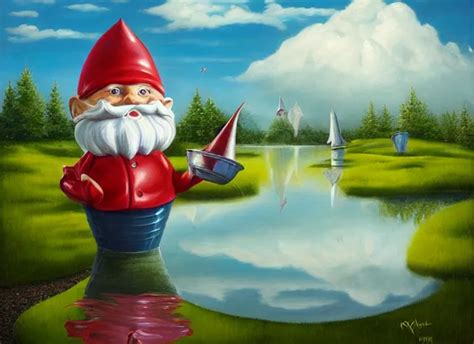 a garden gnome sailing in a bucket, whimsical | Stable Diffusion | OpenArt