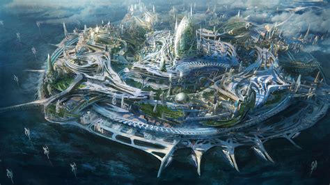 Castle digital wallpaper, digital art, science fiction, island, futuristic city HD wallpaper ...