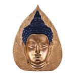 CraftVatika Multicolor Brass Decorative 3d Buddha Face in Leaf Shape Statue 15.24 x 11.43 cm ...