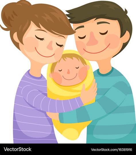 Parents hugging a baby Royalty Free Vector Image