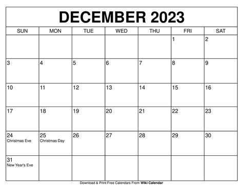 december 2023 calendar free printable calendar - december 2023 printable calendar free printable ...