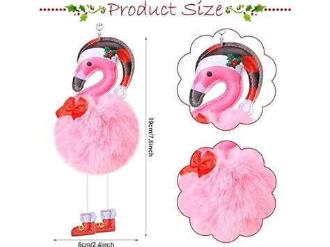 6 Pcs Christmas Pink Flamingo Ornament