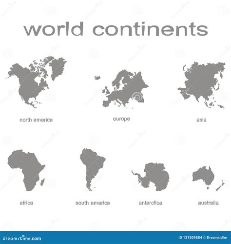 Set of Monochrome Icons with World Continents Stock Vector - Illustration of global, pacific ...