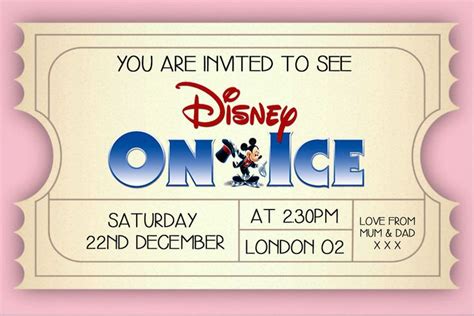 Personalised Disney On Ice Mock / Novelty Ticket Invite inc Envelopes DT1 | Home, Furniture ...