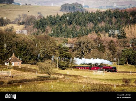 LMS Jubilee Class 6MT 4-6-0 no 45699 Galatea locomotive passes through Little Salkeld in Cumbria ...