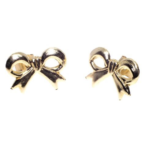 Ribbon bow stud earrings in 9ct yellow gold | Arran View