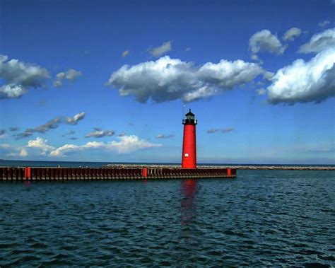 Kenosha North Pier lighthouse Photograph by Anthony Dezenzio