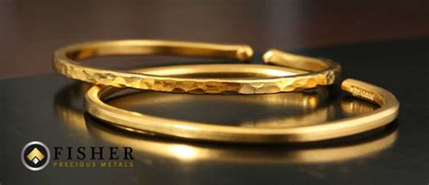 24 Karat Gold Bracelet - Hammered Finish