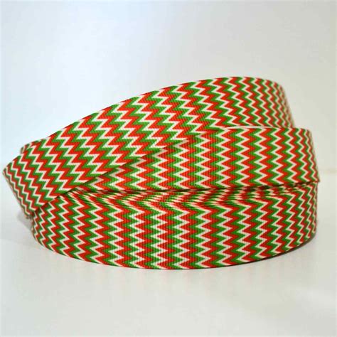 Printed Grosgrain Ribbon - Christmas Chevron - 25mm