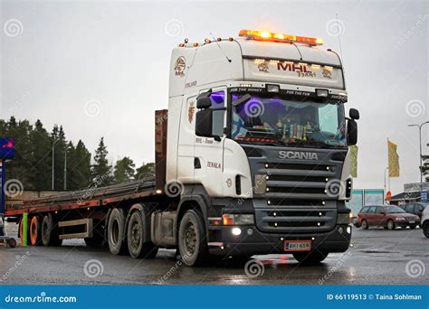 Scania Semi Trailer Truck Hauls Rebar Editorial Stock Photo - Image of ...