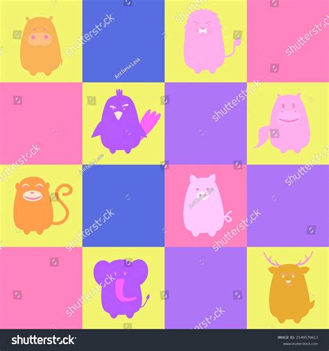 Cartoon Animals Set On Colorful Background Stock Vector (Royalty Free ...