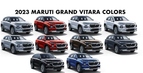 2023 Maruti Grand Vitara Colors: Blue, Red, Silver, White, Grey, Black ...