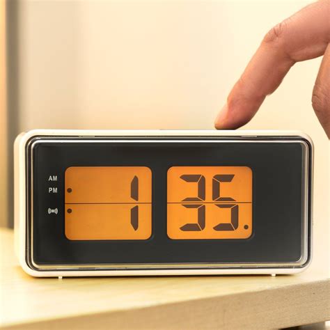 Digital Alarm Clock White — Kikkerland Design Inc Flip Alarm Clock, Alarm Clock Design, Retro ...