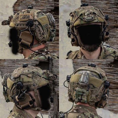 Soldier in Camouflage Gear with Tactical Helmet