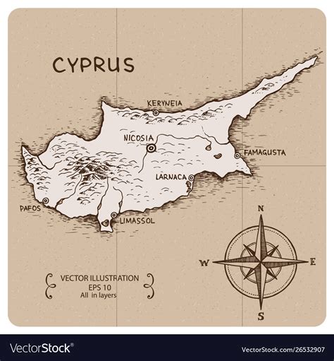 Vintage map cyprus Royalty Free Vector Image - VectorStock