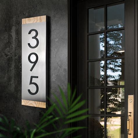 Modern House Number Sign — Wood & Stainless Steel Sign – Bsign