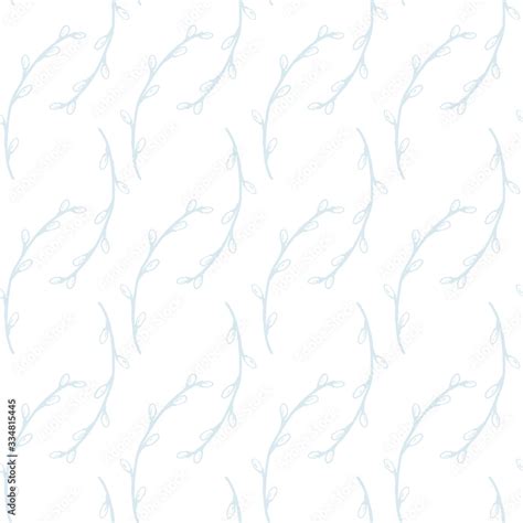 Vector seamless pattern. Light blue willow pattern on a white ...