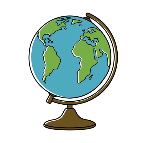 Earth globe, planet, map of continents of world. Vector illustration in flat cartoon style ...