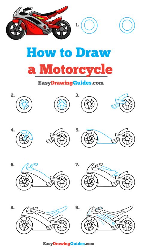 How to Draw a Motorcycle - Really Easy Drawing Tutorial | Drawing tutorial easy, Bike drawing ...