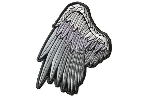 Silver Angel Wing Patch, Large Back Patches for Vests by Ivamis Patches