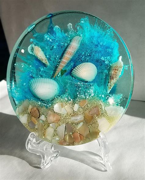 Beautiful beach themed petri 4 handmade original resin | Etsy | Resin crafts, Epoxy resin crafts ...