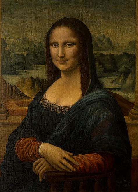 Mona Lisa, La Gioconda, reproduction. Leonardo da Vinci. Painted Old ...