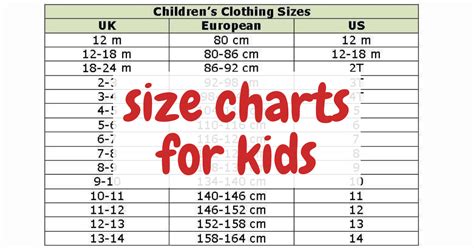 Size Charts For Kids - Clothing Sizes For Boys And Girls