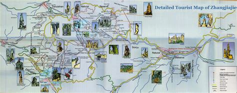 Zhangjiajie Detailed Tourist Map with Illustrations. Map of Zhangjiajie, Zhangjiajie tour ...