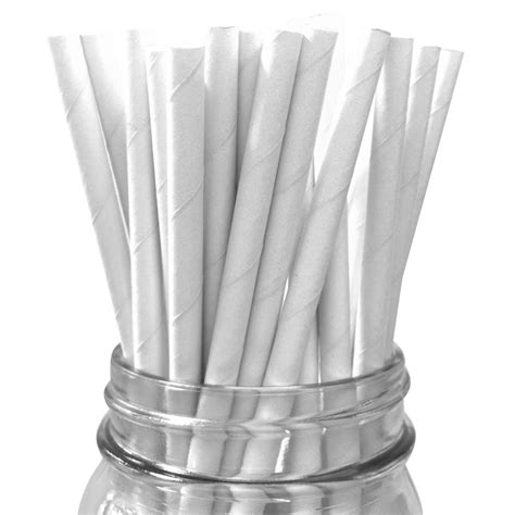 White Solid 25pc Paper Straws