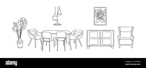 Set of elegant modern dining room furniture vector Stock Vector Image & Art - Alamy