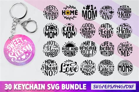 Keychain Bundle SVG, 30 Keychain SVG Quotes