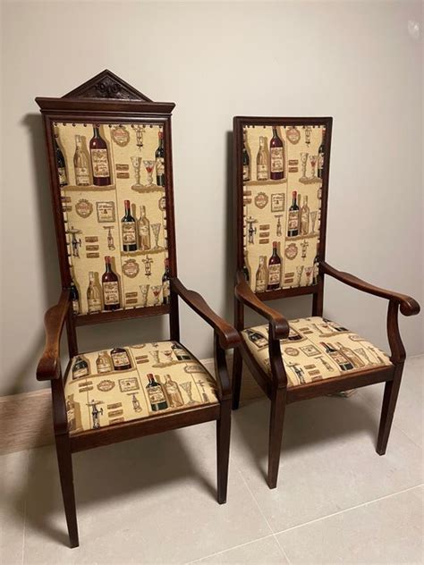 Armchair, So-called judge chair with tympanum with upholstery wine ...