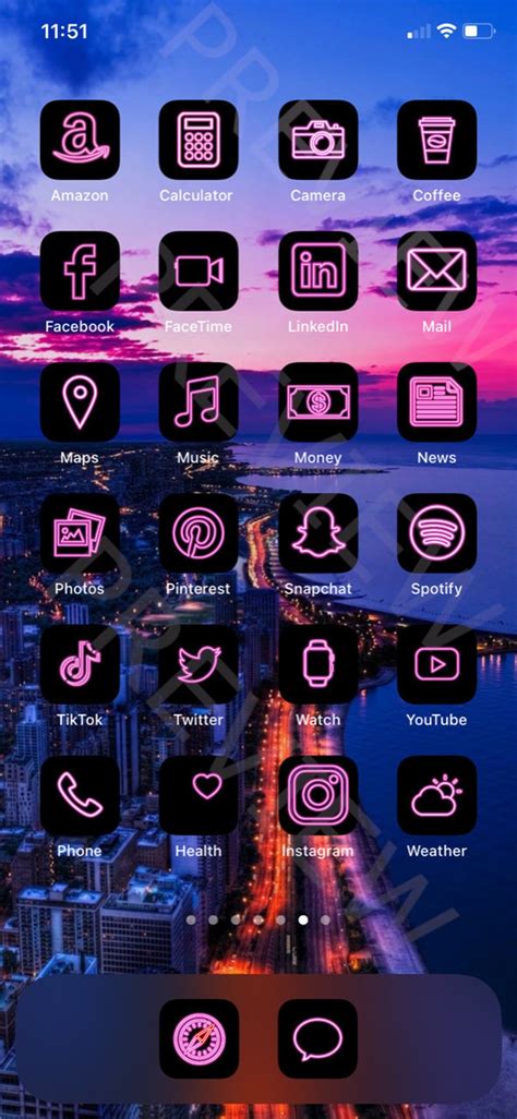 Pink Ios 14 App Icon Pack Neon Aesthetic Ios 14 Icons iPhone Icon Pack ...