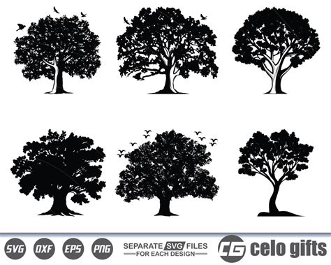 Oak Tree SVG, Oak Tree Vector, Cricut File, Clipart, Silhouette, Cuttable Design, Dxf, Png & Eps ...