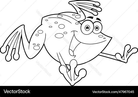 Outlined cute frog cartoon character jumping Vector Image